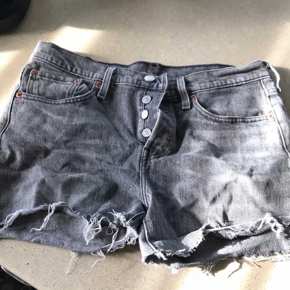 levi’s shorts — black/ grey wash, 501s